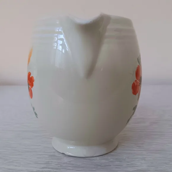 Hall's Kitchenware Vintage 1930s Pale Yellow Wild Poppy & Wheat Ceramic Pitcher - Picture 2 of 10